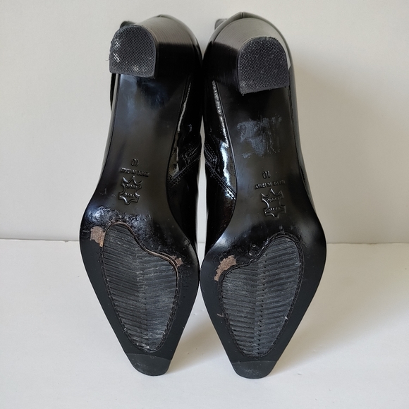 Aquatalia Boots Patent Leather Pointed Toe Block Heel Black Size 9 / 10 - Picture 13 of 15
